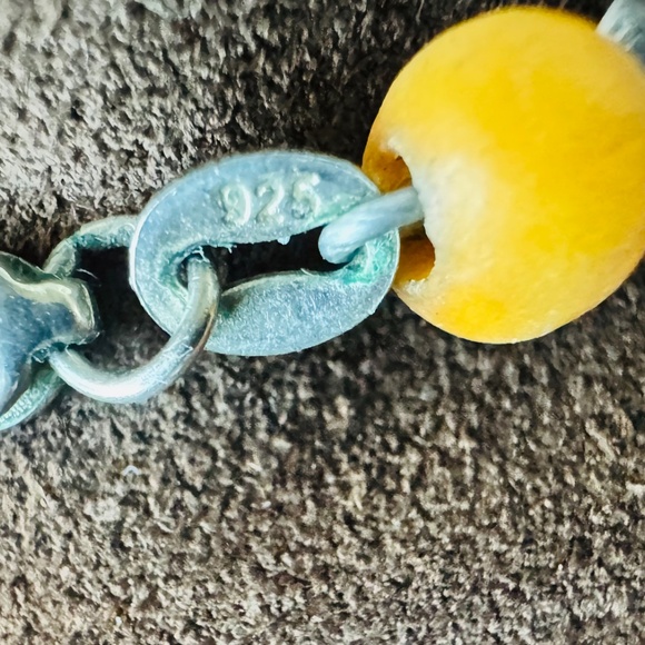 .925 RARE GREEN AMBER AMMONITE CLEAR QUARTZ bracelet - Picture 5 of 8